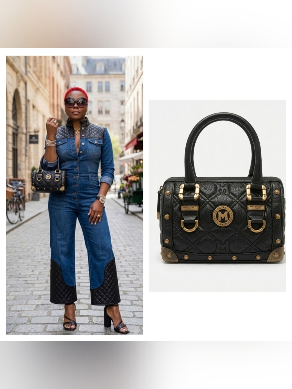 Metrocity Italy Black Quilted Leather Bag
